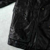 イヴ サンローラン ヴィンテージ 総裏地 YSLロゴボタン レザージャケット レザーブルゾン ブラック