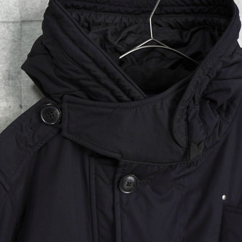 ポロ バイ ラルフローレン レザー切り替え フーデッド 中綿ジャケット コート ブラック