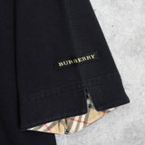 Burberry 徽标 Nova 格纹半拉链短袖 Polo 衫（黑色）