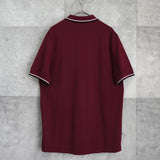 Prada 波尔多红和酒红色橡胶徽标短袖 Polo 衫