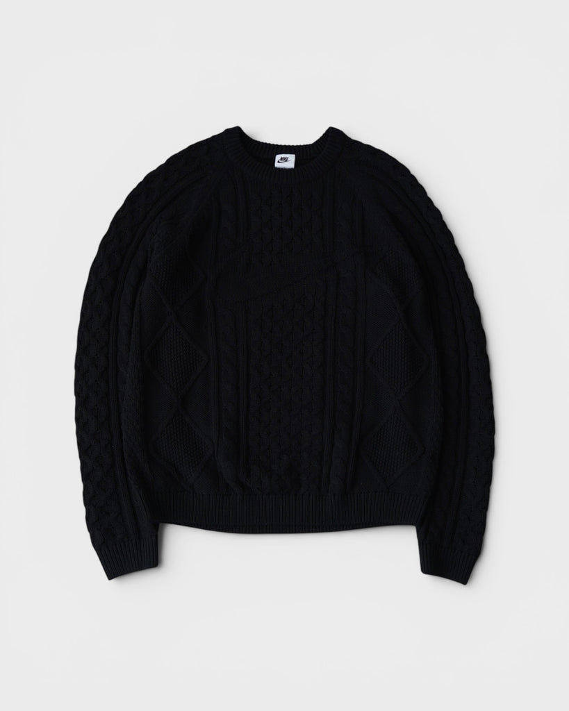 NL CABLE KNIT L/S ナイキ スウッシュ ケーブル編み ニット ブラック Lサイズ メンズ レディース