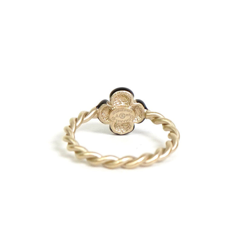 シャネル カメリア ツイスト リング 指輪 ブラック GP 10号