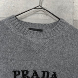 プラダ ロゴ カシミヤ ウール ニット グレー レディース