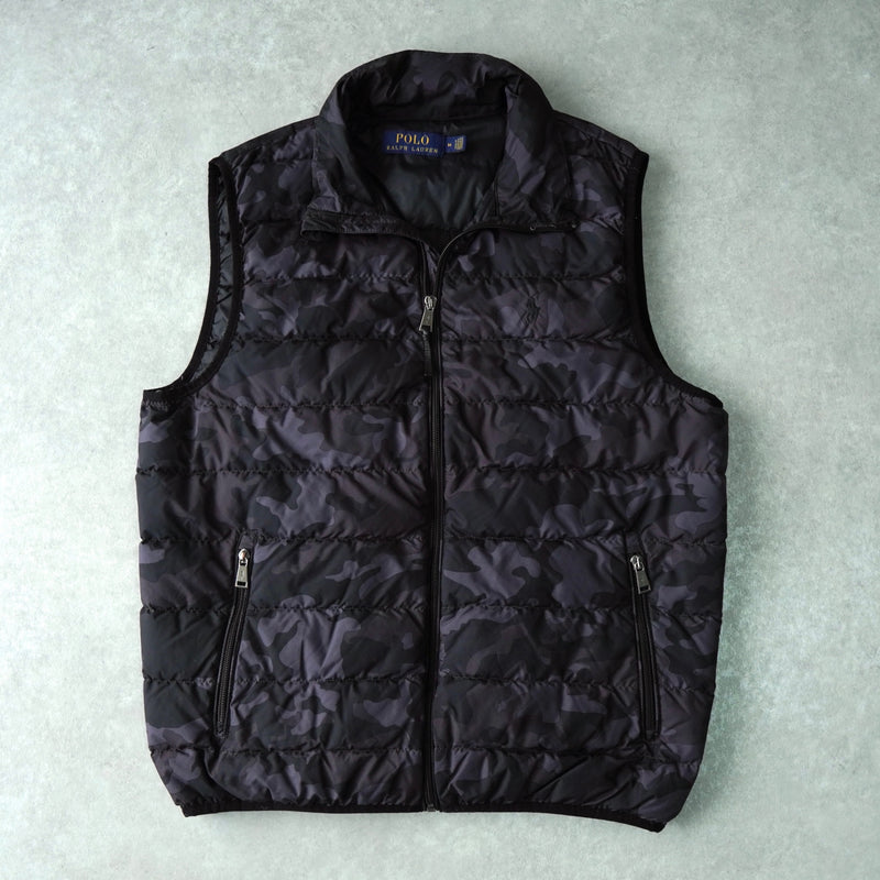 ポロ ラルフローレン カモ柄 ダウンベスト ブラック / グレー