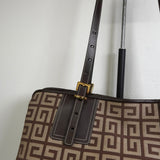 ジバンシィ 4Gロゴ キャンバス レザー ショルダーバッグ トートバッグ ブラウン - NEWSED