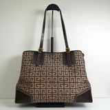 ジバンシィ 4Gロゴ キャンバス レザー ショルダーバッグ トートバッグ ブラウン - NEWSED