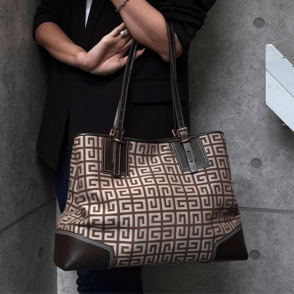 ジバンシィ 4Gロゴ キャンバス レザー ショルダーバッグ トートバッグ ブラウン