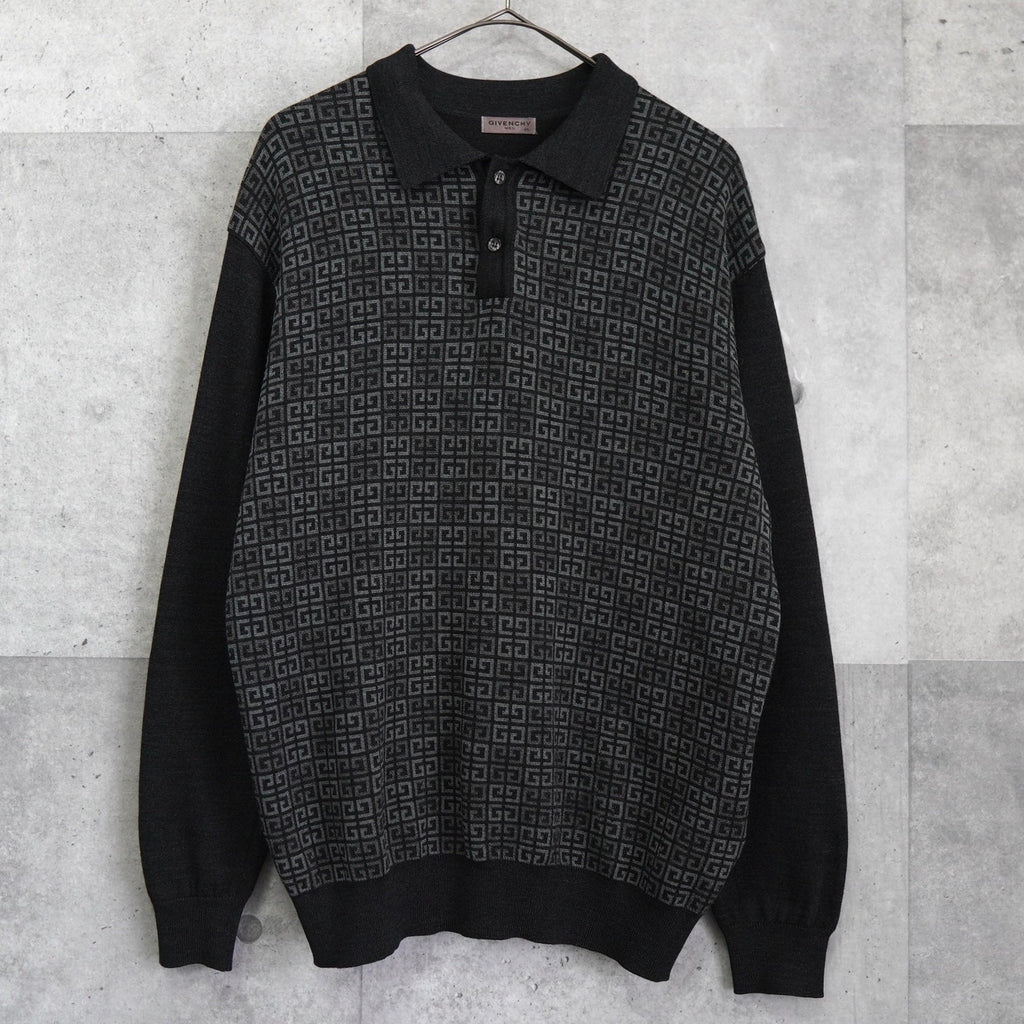 Givenchy 4G 徽标灰色针织 Polo 衫