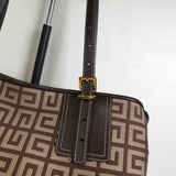 ジバンシィ 4Gロゴ キャンバス レザー ショルダーバッグ トートバッグ ブラウン - NEWSED