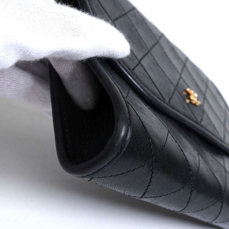 シャネル ココマーク プッシュロック マトラッセ ラムスキン チェーン ショルダーバッグ ブラック