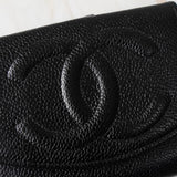 シャネル 5番台 ココマーク キャビアスキン 二つ折り財布 ブラック - NEWSED