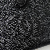 シャネル 5番台 ココマーク キャビアスキン 二つ折り財布 長財布 ブラック - NEWSED