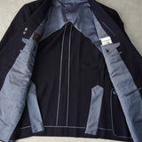 イヴ サンローラン ヴィンテージ ストライプ柄 シングル テーラードジャケット ツータック スラックス セットアップ ネイビー メンズ