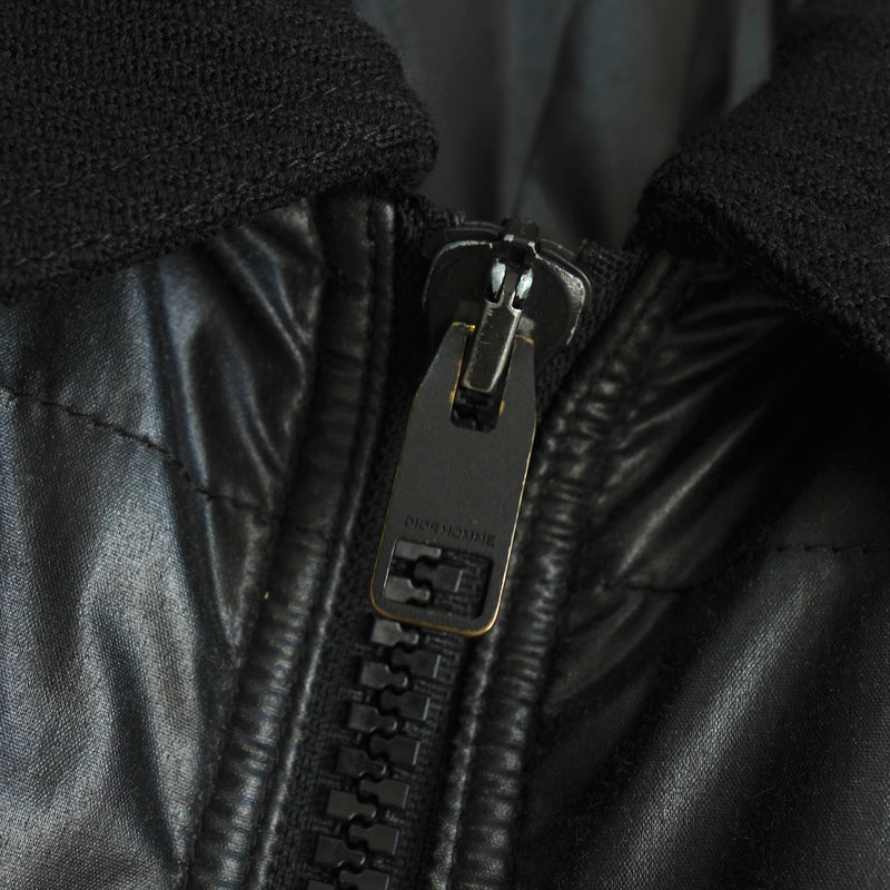 ディオール オム エディ期 異素材切り替え 中綿 キルティング ウール ブルゾン ニットジャケット ブラック