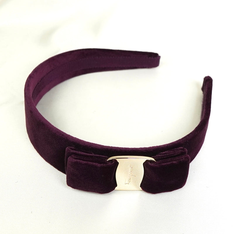 サルバトーレ フェラガモ ヴァラ リボン ベロア カチューシャ パープル