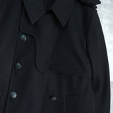 イヴ サンローラン ヴィンテージ YSLロゴ ウール Pコート ブラック