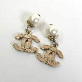 シャネル ココマーク ラインストーン スイングパール ピアス GP レディース