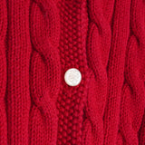 ポロ ラルフローレン フリル ケーブル編み コットン ニット カーディガン レッド レディース