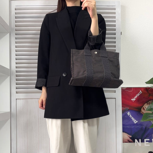 エルメス フールトゥPM キャンバス ハンドバッグ グレー