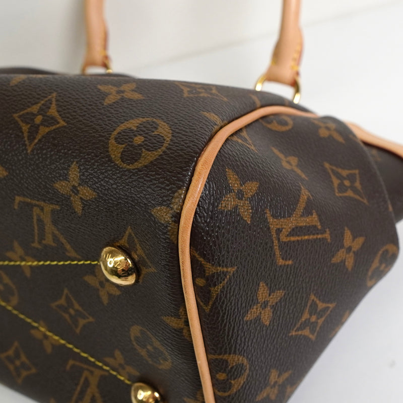 ルイ・ヴィトン モノグラム ティボリPM レザー ハンドバッグ ブラウン M40143