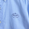 プラダ ロゴ 刺繍 クロップド 半袖シャツ ブルー レディース