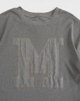 エムエムシックス メゾン マルジェラ イニシャルロゴパッチ 異素材切り替え Tシャツ グレージュ レディース