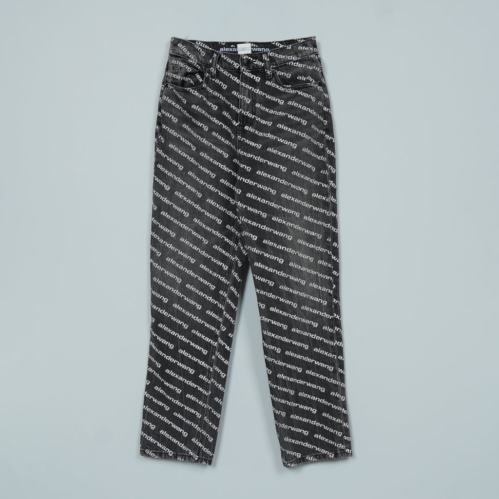 アレキサンダー ワン ロゴ 総柄 デニム ブラック レディース