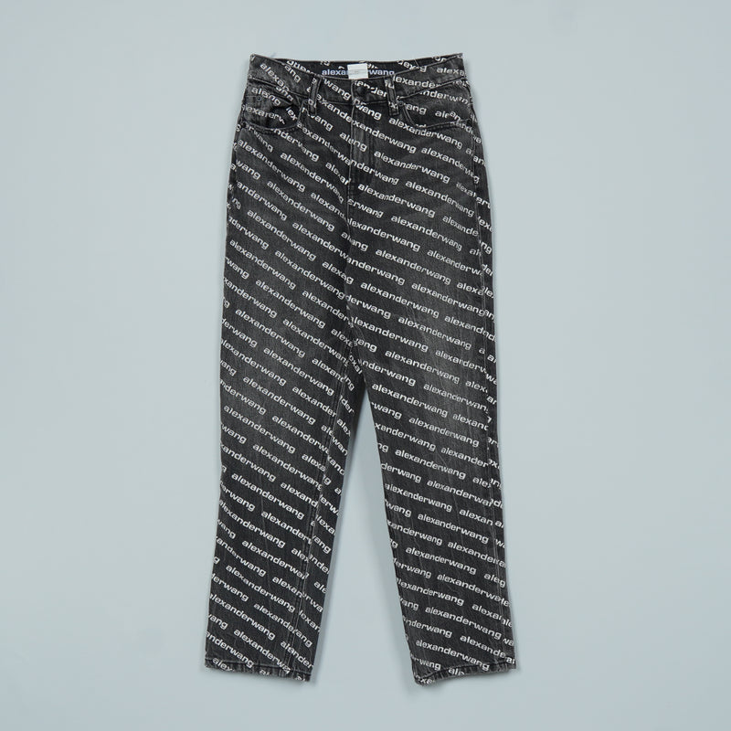 アレキサンダー ワン ロゴ 総柄 デニム ブラック レディース