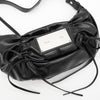 Half Shirring Ribbon Round Bag  マーティン キム ロゴプレート リボン ワンショルダーバッグ ブラック