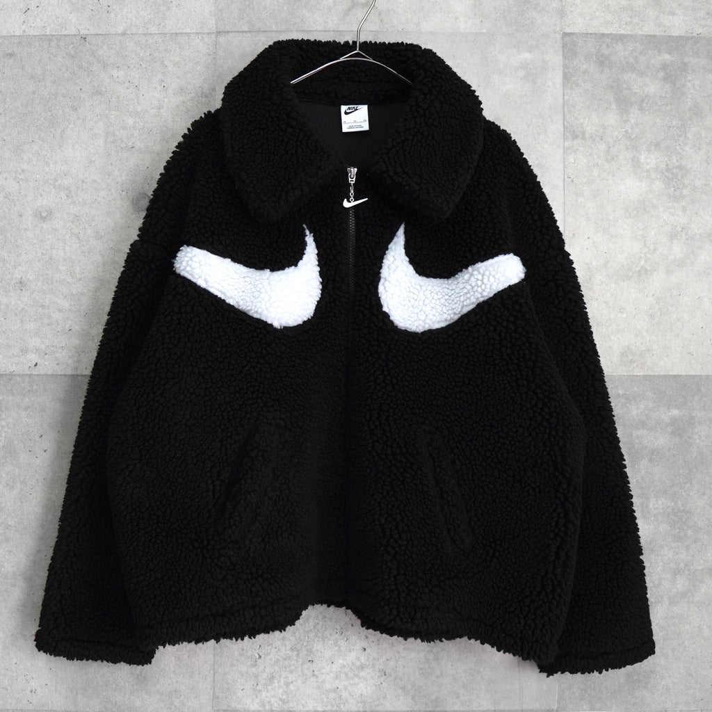 ナイキ ビッグ スウッシュロゴ ボアジャケット ブラック