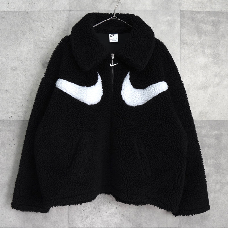 ナイキ ビッグ スウッシュロゴ ボアジャケット ブラック
