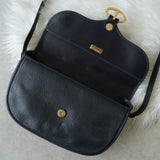 Christian Dior CD logo gold hardware leather shoulder bag navy