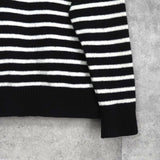 アミパリ アミ パリス ハートロゴ ボーダー タートルネック ニット ブラック / ホワイト