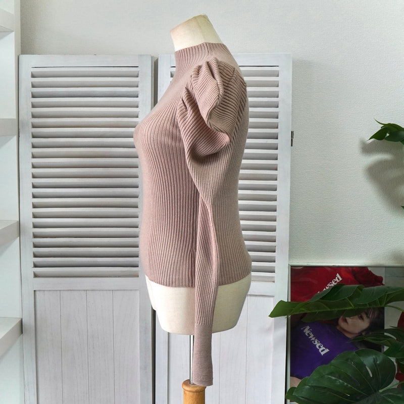 ハーリップトゥ パフスリーブ ニット トップス レディース ベージュ タグ付き未使用品