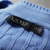 ローレン ラルフローレン ロゴ Vネック ケーブル編み チルデンニット ライトブルー レディース
