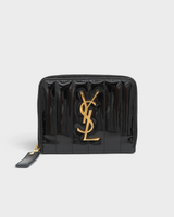サンローラン YSLロゴ エナメル キルティング ラウンドファスナー財布 ブラック