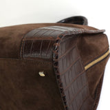 ロエベ アマソナ28 スエード / クロコ ハンドバッグ ブラウン