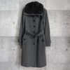 バーバリー リアル フォックスファー カシミヤ ウール ロゴボタン ファーコート ウールコート グレー レディース