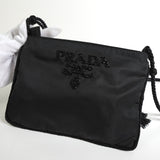 プラダ テスート ポコノ ナイロン ビーズ タッセル ミニ ショルダーバッグ ポシェット ブラック