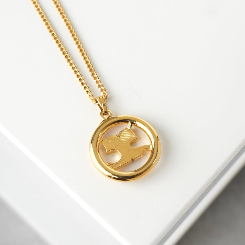 クレージュ ヴィンテージ ラウンド ロゴ ネックレス GP ゴールド