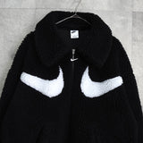 ナイキ ビッグ スウッシュロゴ ボアジャケット ブラック