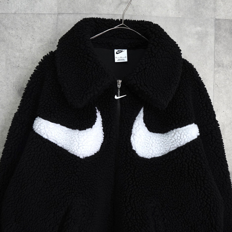 ナイキ ビッグ スウッシュロゴ ボアジャケット ブラック