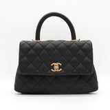 シャネル ココハンドルXS ターンロック マトラッセ キャビアスキン 2way ハンドバッグ ショルダーバッグ ブラック 2番台8桁
