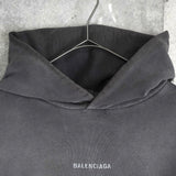 バレンシアガ ヴィンテージ ウォッシュ加工 ロゴ オーバーサイズ フーディー パーカー グレー