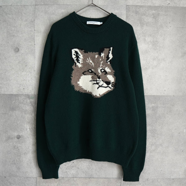 メゾン キツネ フォックスヘッド ニット ダークグリーン