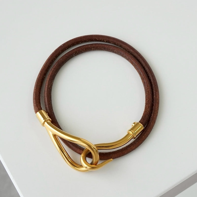 エルメス レザー ジャンボ チョーカー ブレスレット ブラウン