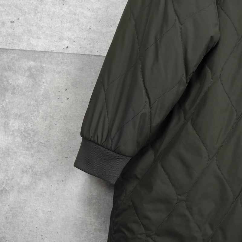 ザ ノースフェイス リバーシブル ロゴ刺繍 ロング丈 キルティングコート ボアコート カーキ / ブラック