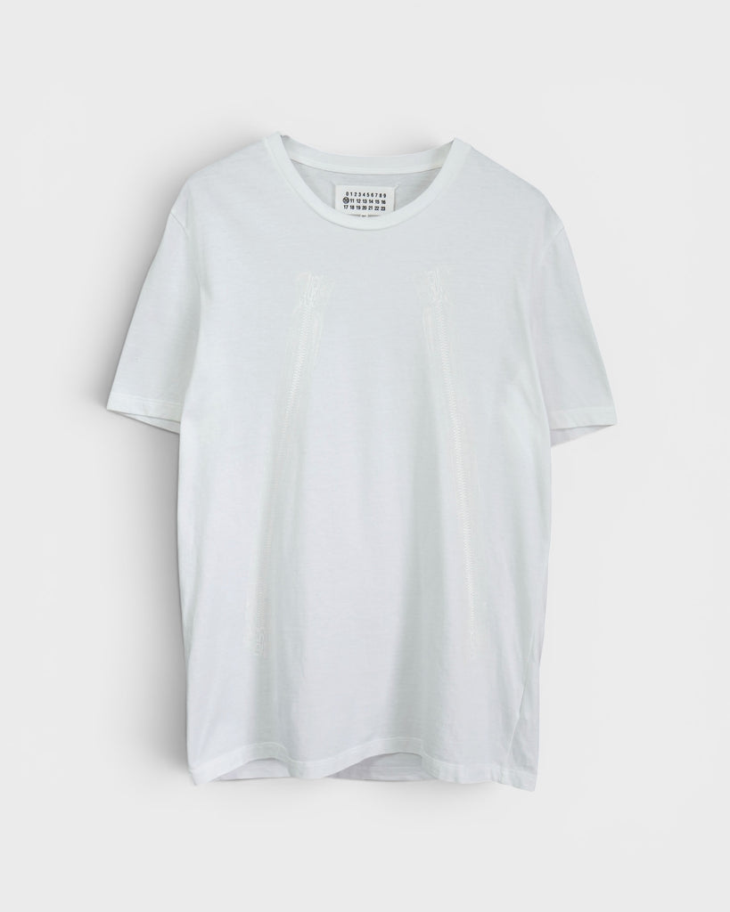 メゾン マルジェラ ジッパー トロンプルイユ プリント Tシャツ ホワイト メンズ