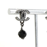 シャネル ココマーク ラインストーン スイングストーン ピアス ガンメタル レディース