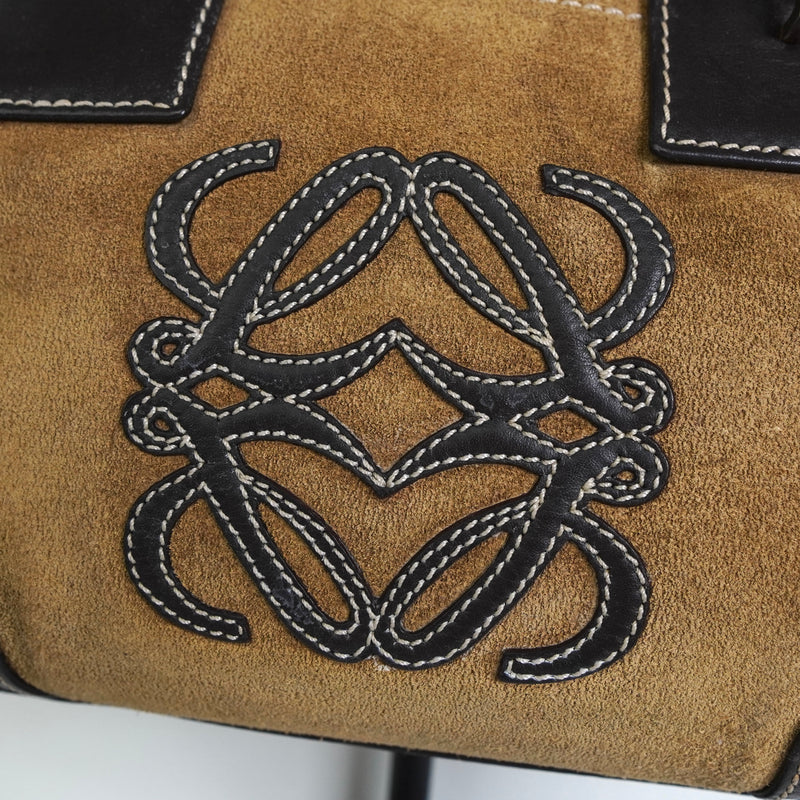 ロエベ アマソナ28 スエード / レザー ハンドバッグ ベージュ / ブラウン